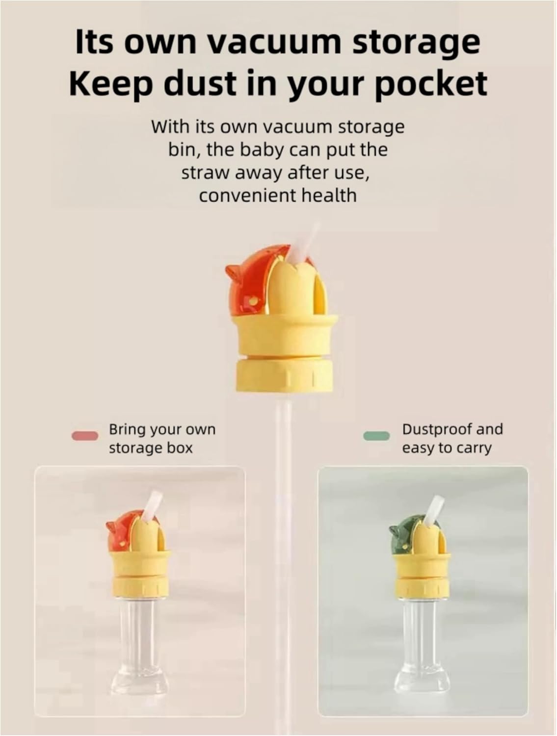 Spill-proof straw cap in use by a child
