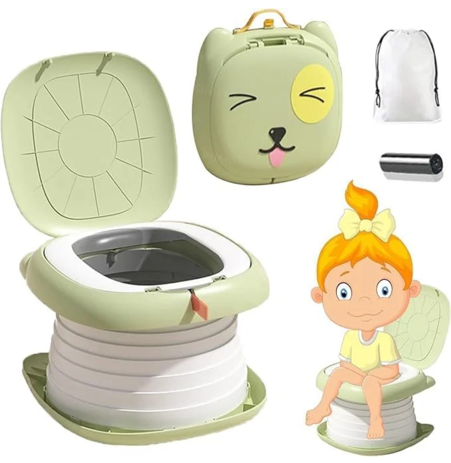 Travel Potty 3-in-1 Portable Potty for Toddlers - Foldable Training Toilet Seat