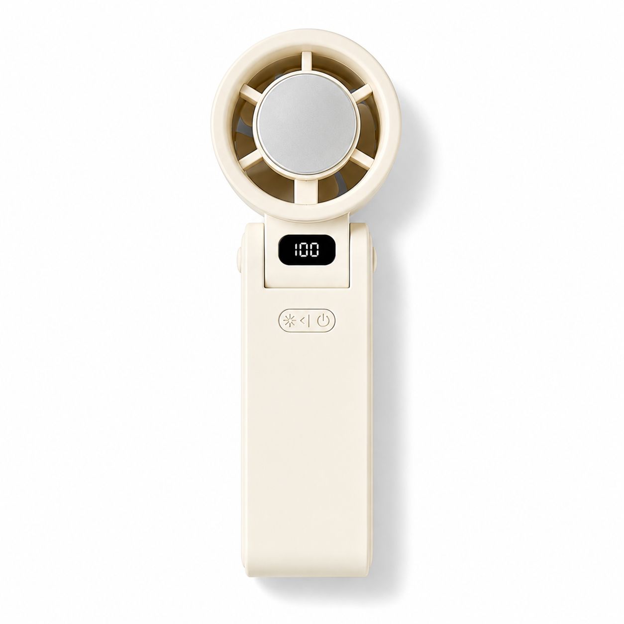 Ice-Cooling Handheld Fan — Metal Cold Plate, 100 Speeds, Rechargeable