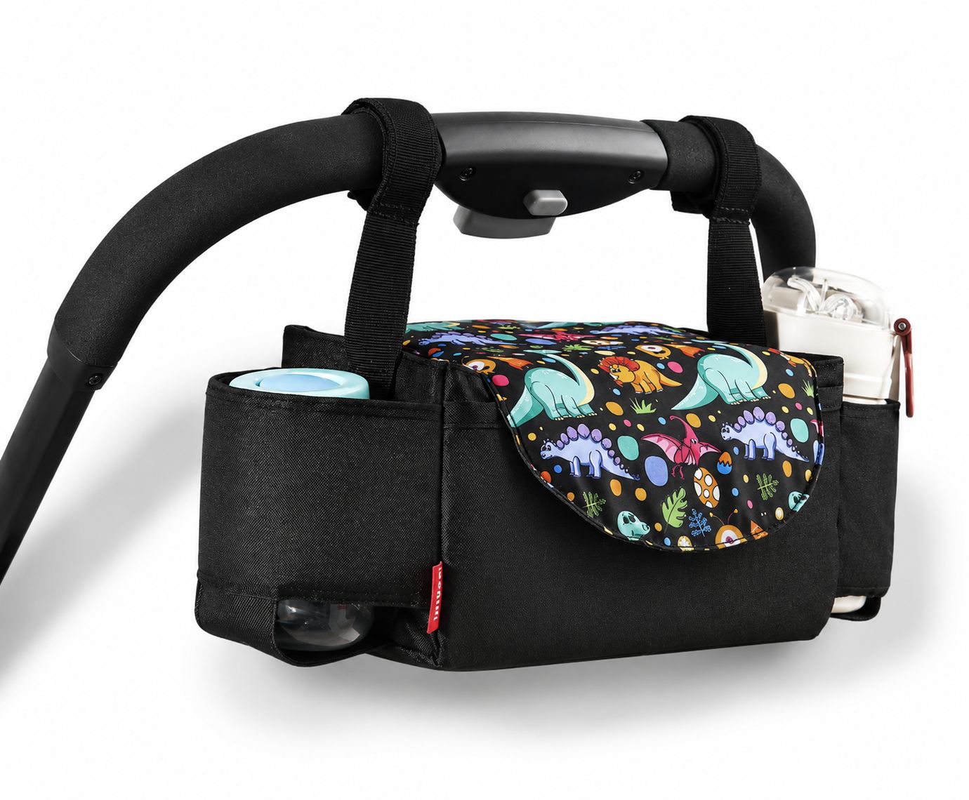 Stroller Organizer — 2 Insulated Cup Holders + Storage, Universal Fit