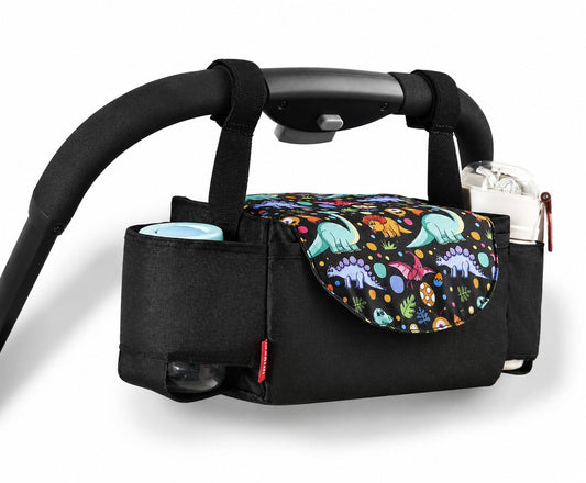 Stroller Organizer — 2 Insulated Cup Holders + Storage, Universal Fit