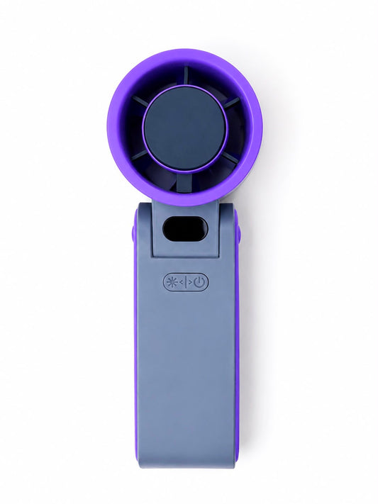 Ice-Cooling Handheld Fan — Metal Cold Plate, 100 Speeds, Rechargeable
