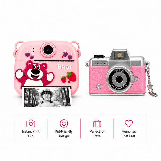 Mini Flip + Instant Print Camera Bundle