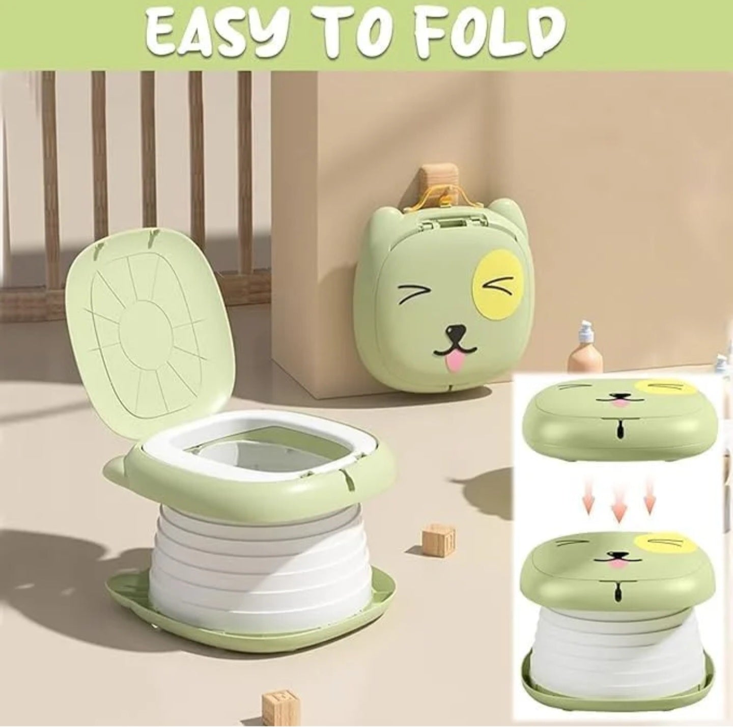 Travel Potty 3-in-1 Portable Potty for Toddlers - Foldable Training Toilet Seat
