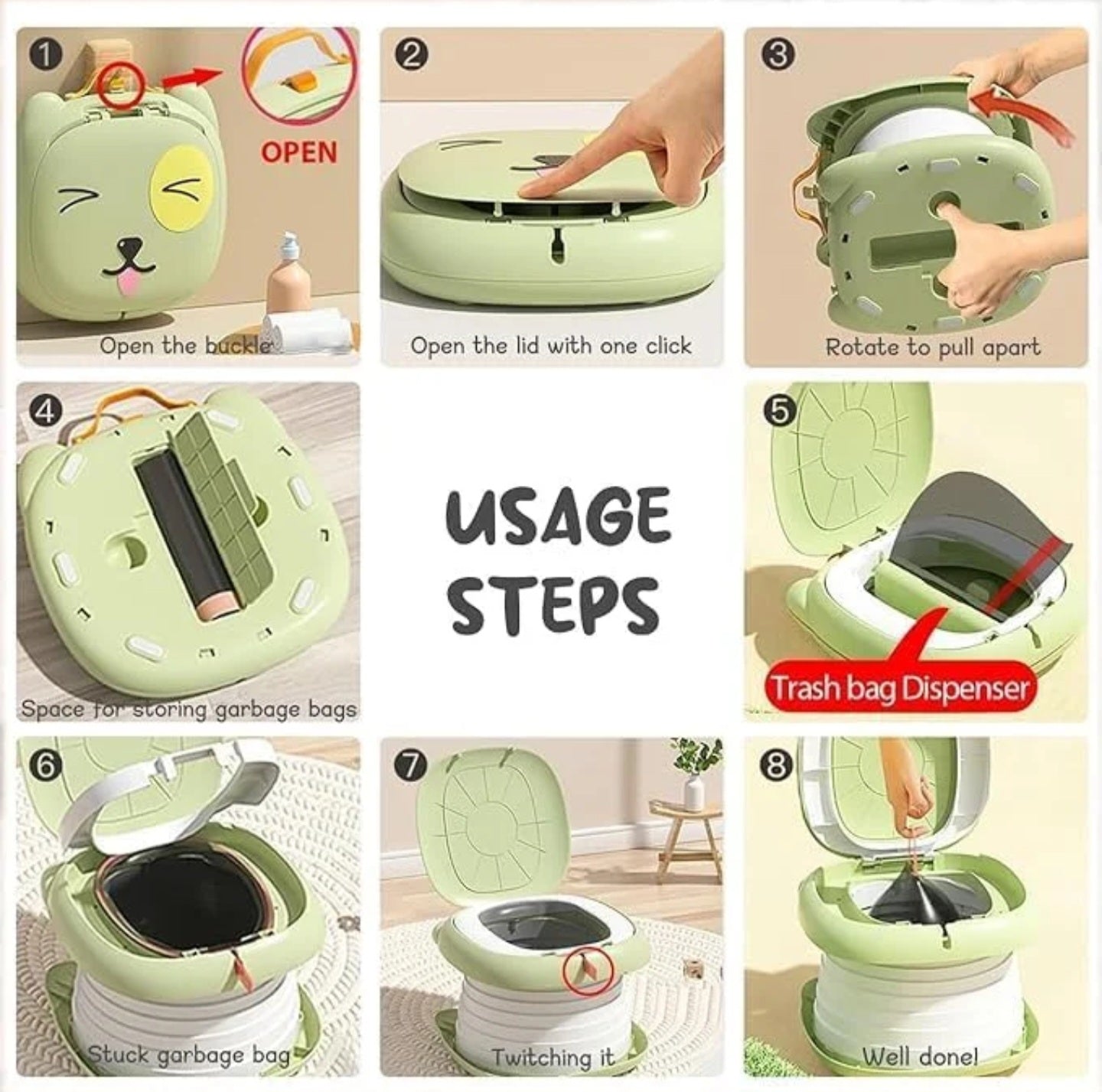 Travel Potty 3-in-1 Portable Potty for Toddlers - Foldable Training Toilet Seat