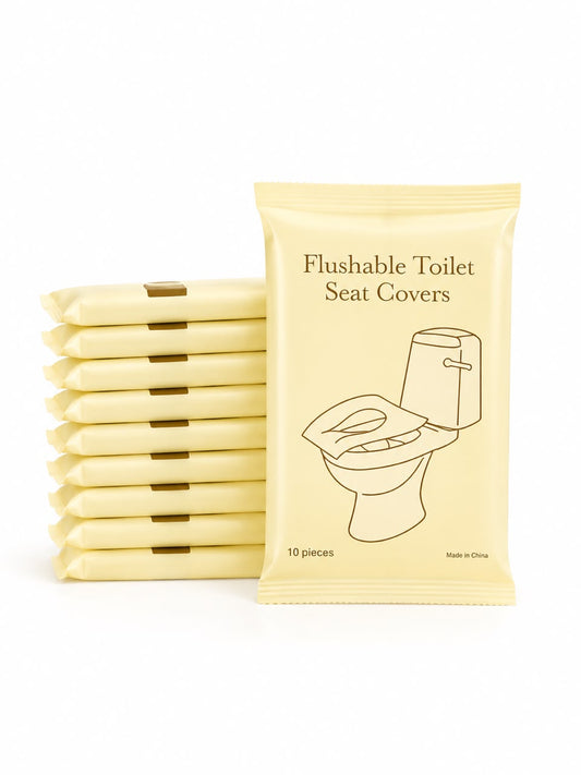 Flushable Toilet Seat Covers — Disposable 10-Pack for Travel & Public Toilets